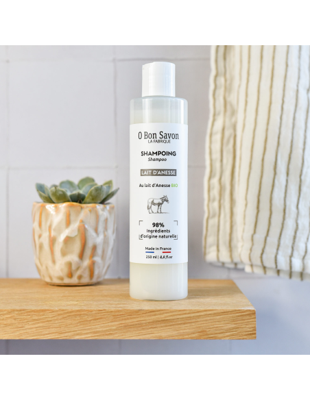 Shampoing pH neutre 250 ml au Lait d'Anesse bio | O Bon Savon Shampoing pH neutre 250 ml au Lait d'Anesse bio | O Bon Savon